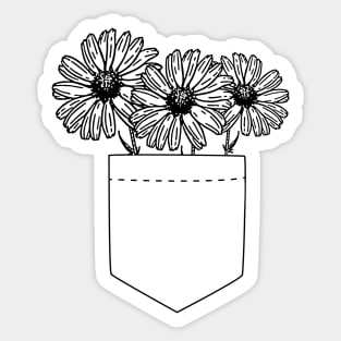 Pocket Full of Daisies (B&W) Sticker